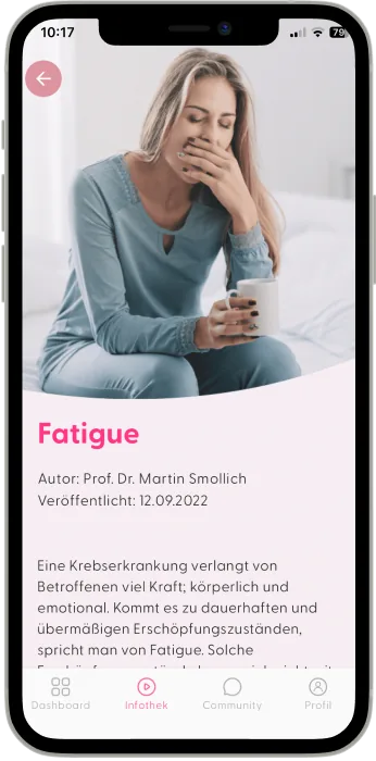 App-Screen: Nebenwirkungen lindern