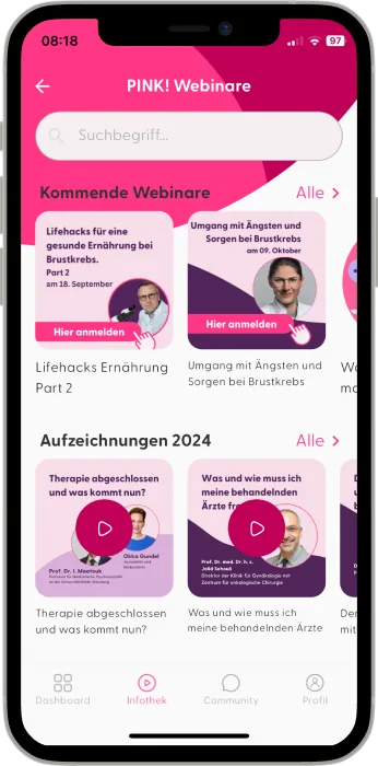 App-Screen: Webinare